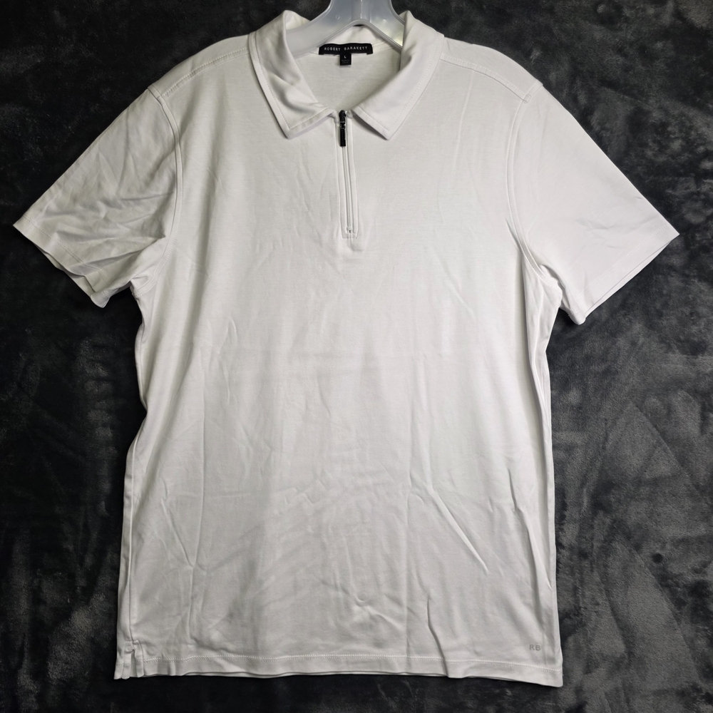 Robert Barakett White Zip Polo Shirt